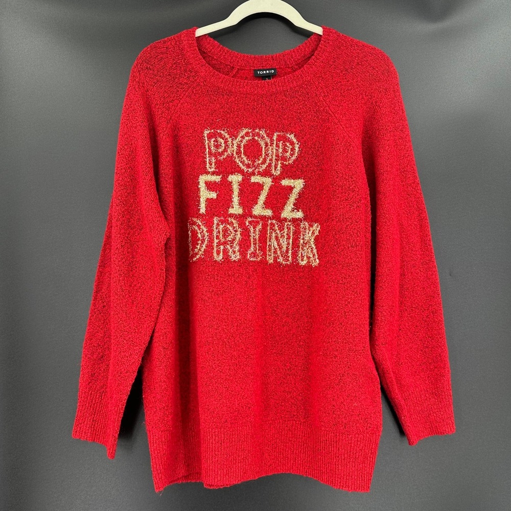 Torrid Red Pop Fizz Drink Graphic Holiday Sweater Plus Size 1